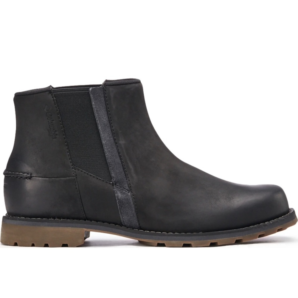 Columbia Black/Shark Waterproof Leather 
MARQUAM CHELSEA BOOTS  Men’s 9 …